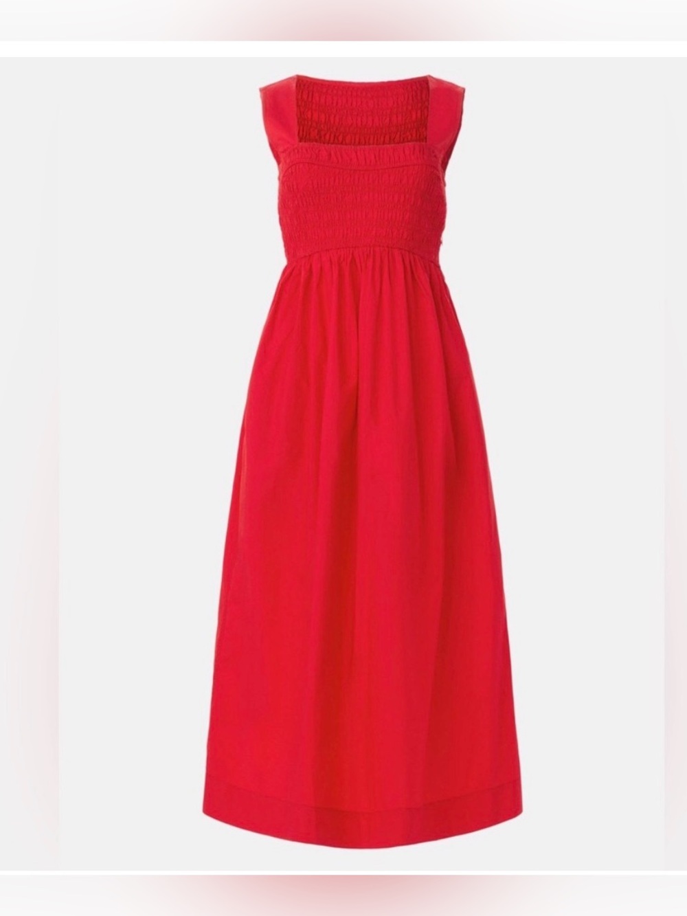 NWT GANNI Smocked Sweetheart Dress size 36 US 4 square neckline smocked bodice - Picture 1 of 13